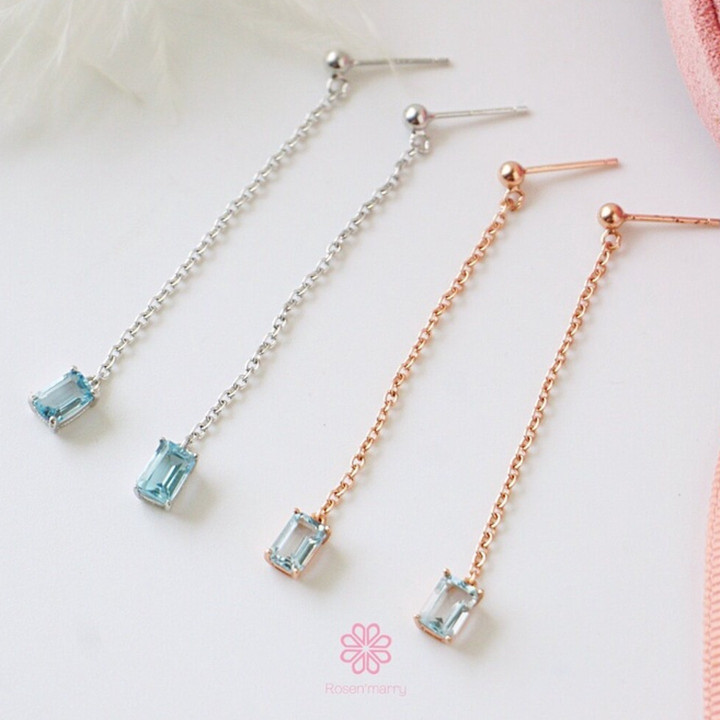 Sparkling Topaz Dangle Earrings | 925 Sterling Silver | Rosen'marry