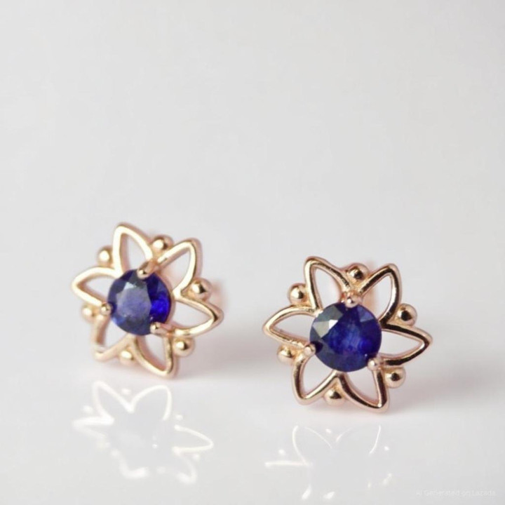 Boucles d'oreilles puces en saphir | Bijoux en pierre précieuse véritable | Rosen'marry RE077