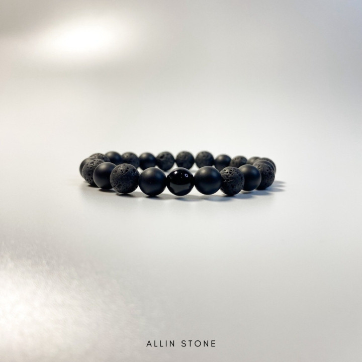 Lava and Black Onyx Bracelet: Protection, Stability and Morale Boost