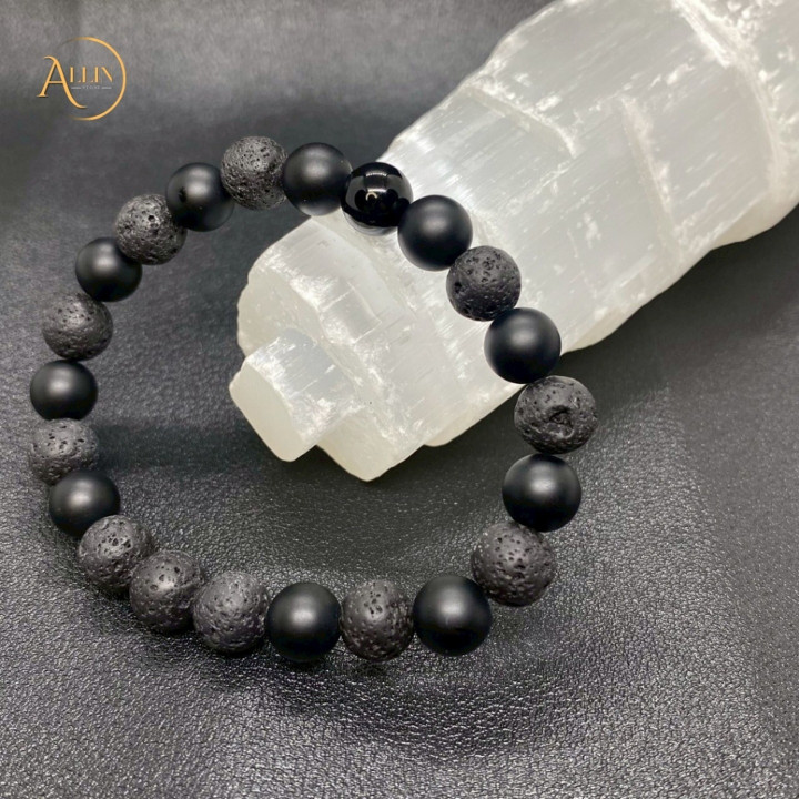 Lava and Black Onyx Bracelet: Protection, Stability and Morale Boost