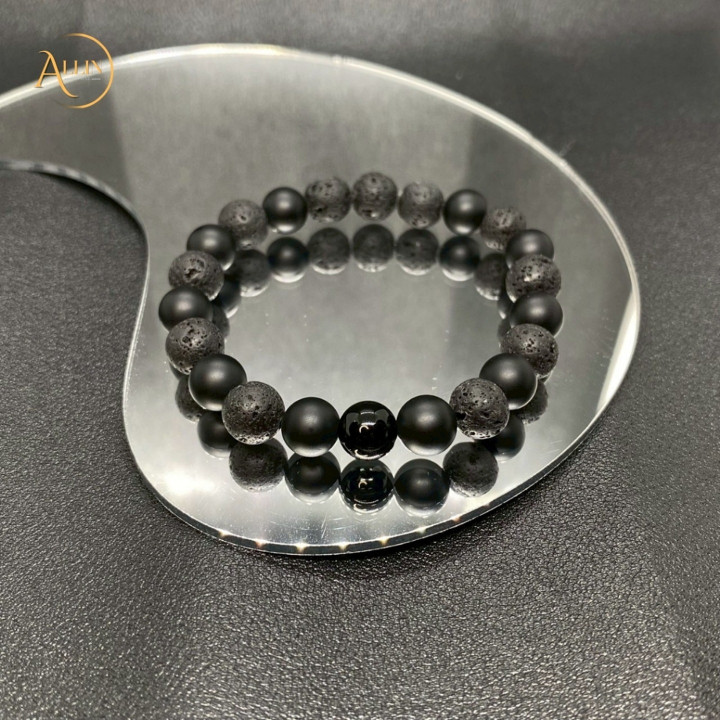 Lava and Black Onyx Bracelet: Protection, Stability and Morale Boost