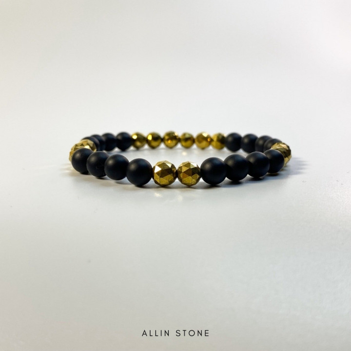 Golden Hematite and Black Onyx Bracelet for Focus and Protection