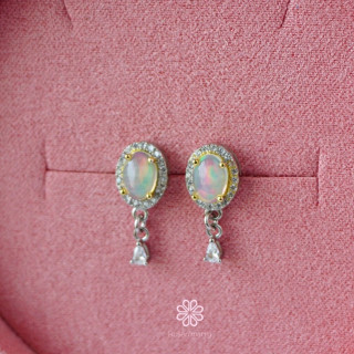 Raw Opal Earrings | 925 Sterling Silver | Genuine Gemstones