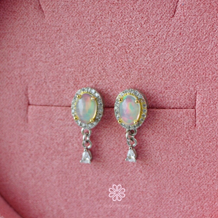 Raw Opal Earrings | 925 Sterling Silver | Genuine Gemstones
