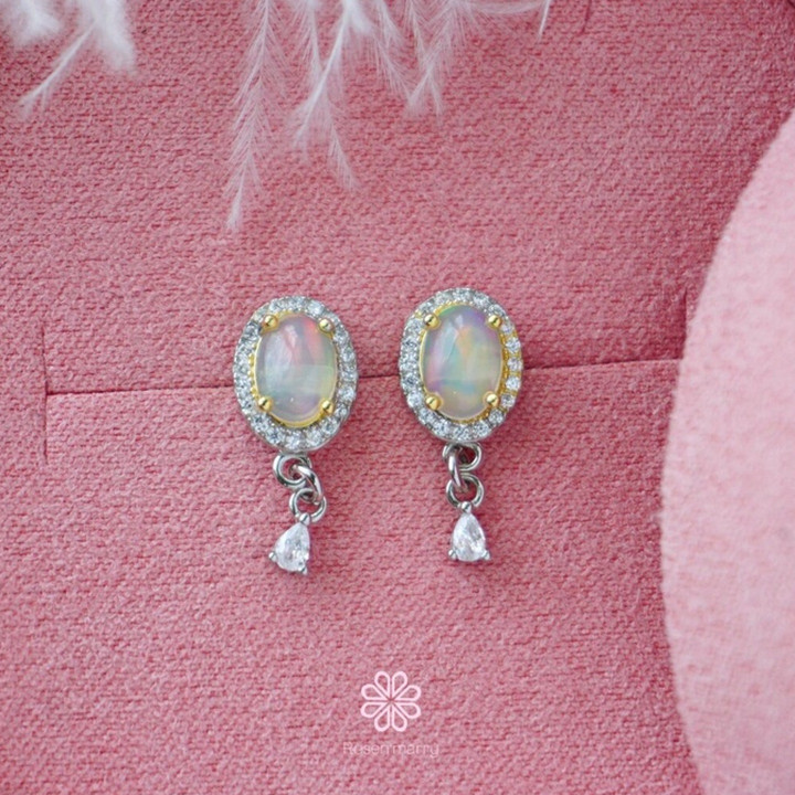 Raw Opal Earrings | 925 Sterling Silver | Genuine Gemstones