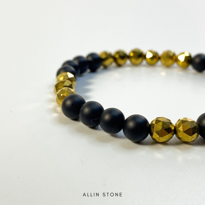 Golden Hematite and Black Onyx Bracelet for Focus and Protection