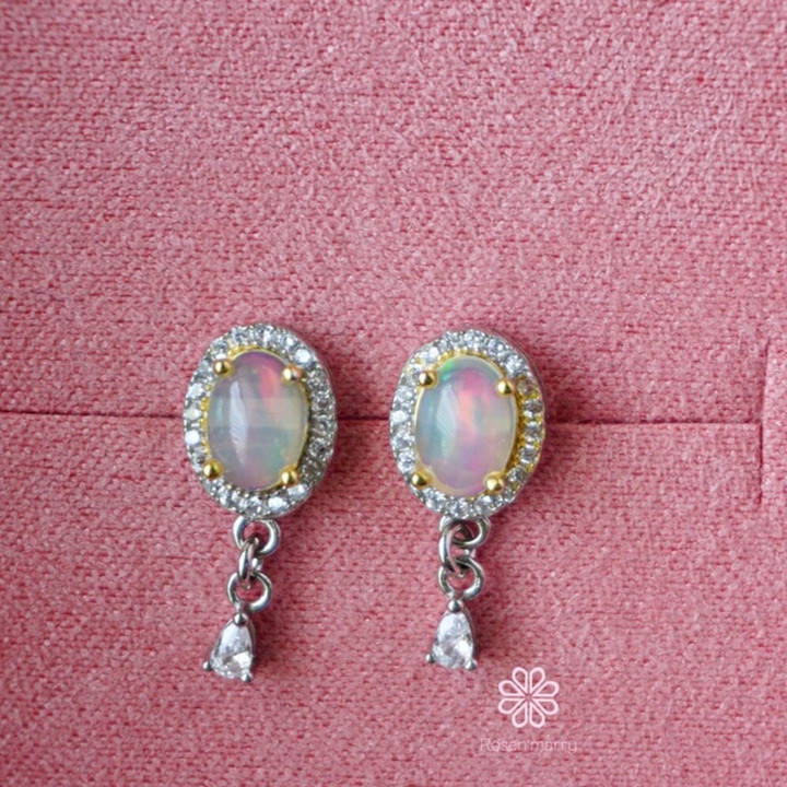 Raw Opal Earrings | 925 Sterling Silver | Genuine Gemstones