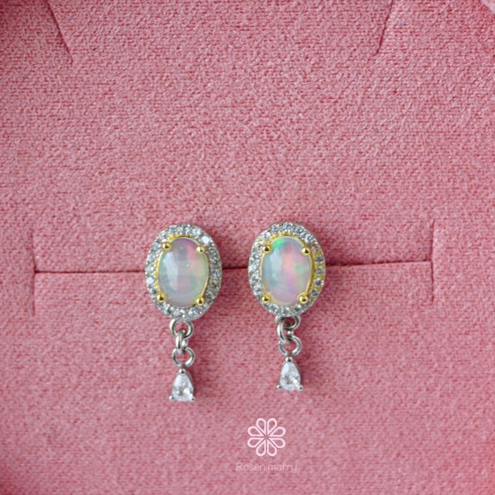 Raw Opal Earrings | 925 Sterling Silver | Genuine Gemstones