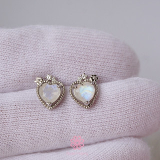 Iridescent Blue Moonstone Stud Earrings | Sterling Silver