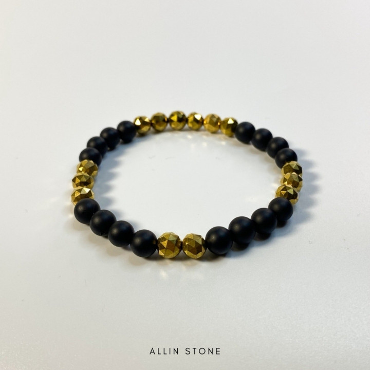 Golden Hematite and Black Onyx Bracelet for Focus and Protection