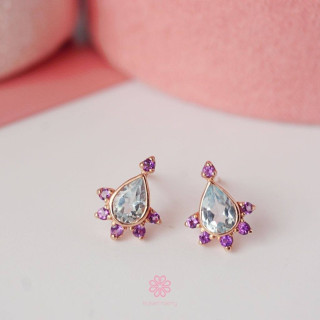 Amethyst and Topaz Stud Earrings in Pink Gold | Rosen'marry