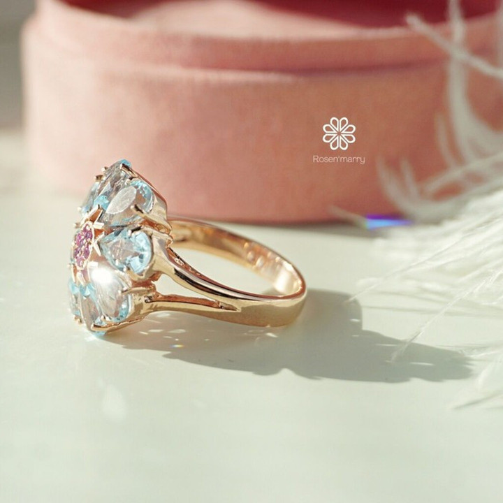 Radiant Ruby Ring in Pink Gold Setting | Rosen'marry