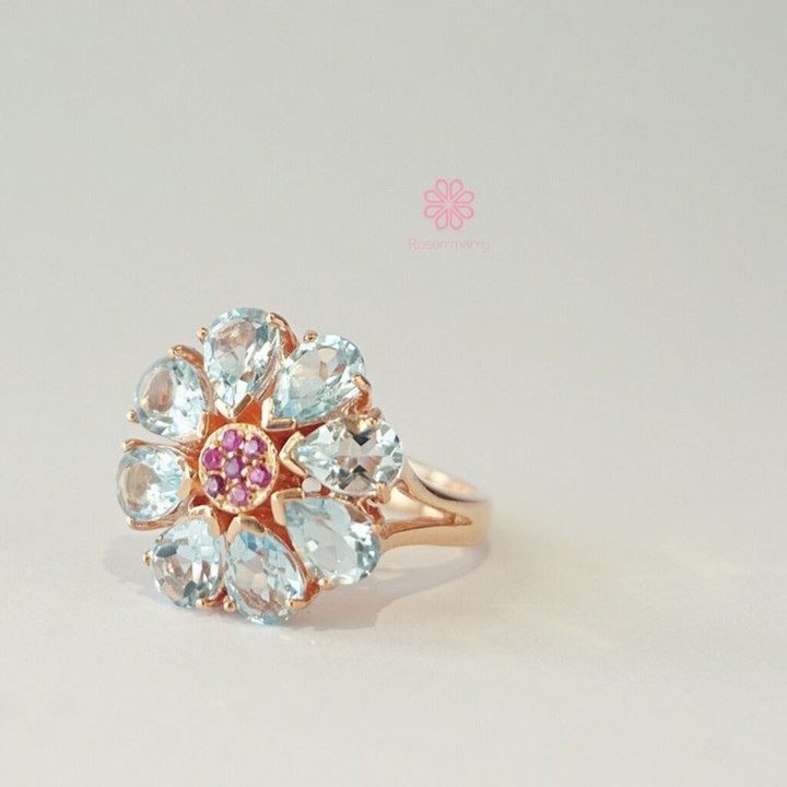 Radiant Ruby Ring in Pink Gold Setting | Rosen'marry