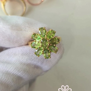 Radiant Peridot Ring in Sterling Silver and Gold
