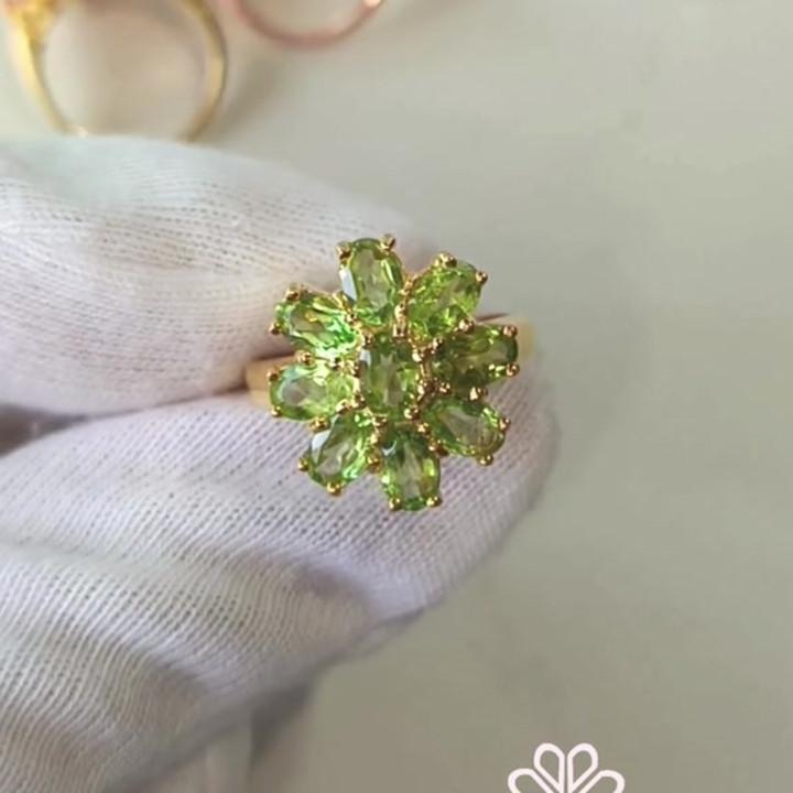 Strahlender Peridot-Ring aus Sterlingsilber und Gold