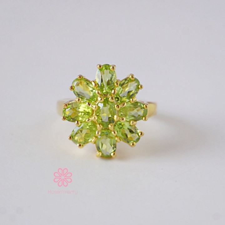 Strahlender Peridot-Ring aus Sterlingsilber und Gold