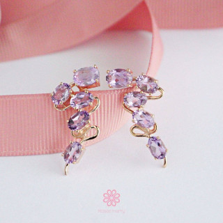 Amethyst Earrings | 925 Sterling Silver and Pink Gold