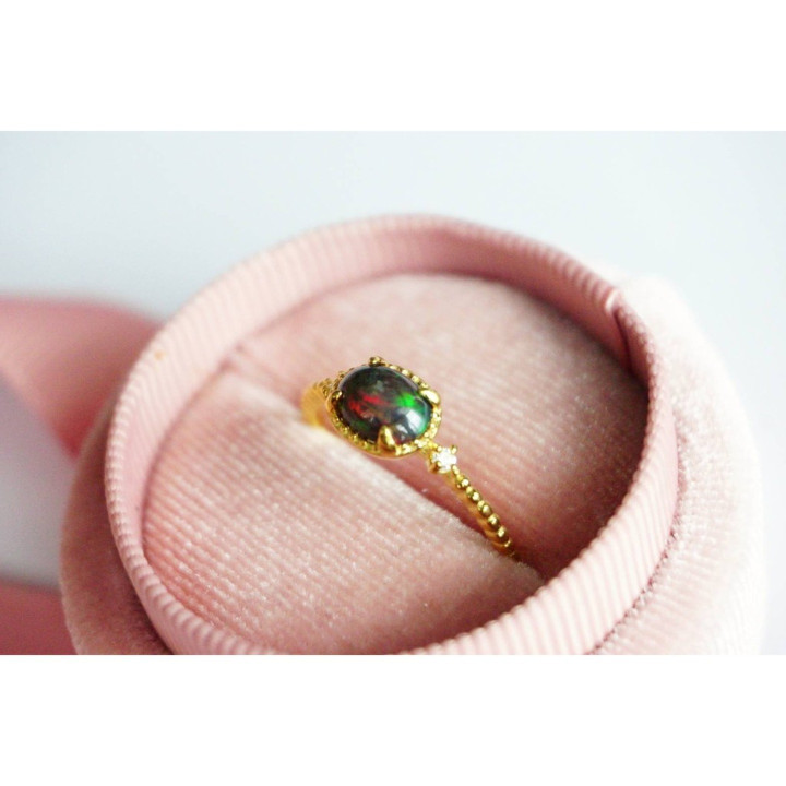 Regenbogenfarbener Opalring | Sterlingsilber, vergoldet