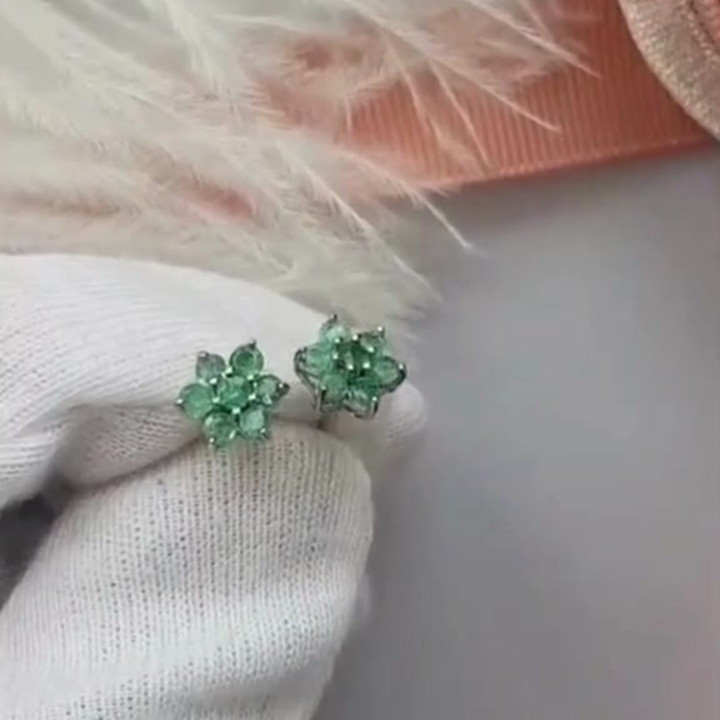 Emerald Flower Earrings | Sterling Silver, Everyday Style