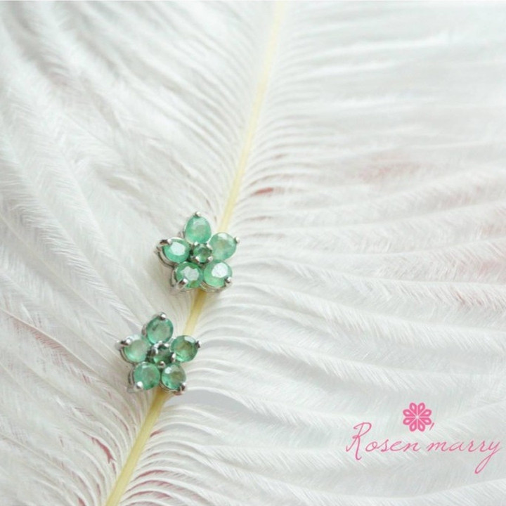 Emerald Flower Earrings | Sterling Silver, Everyday Style