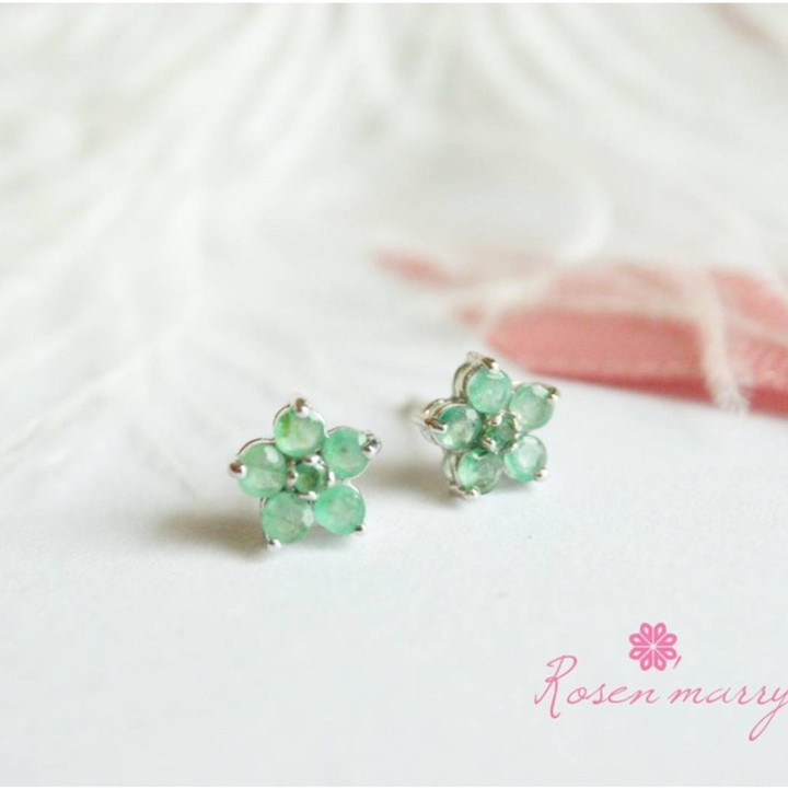 Emerald Flower Earrings | Sterling Silver, Everyday Style