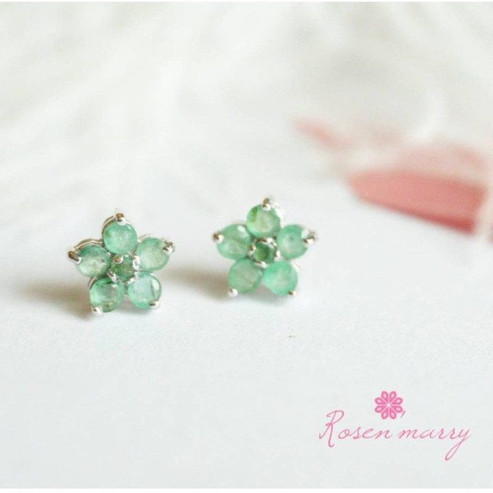 Emerald Flower Earrings | Sterling Silver, Everyday Style