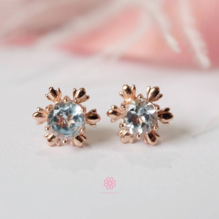 Light Blue Topaz Flower Earrings | Sterling Silver | Hypoallergenic