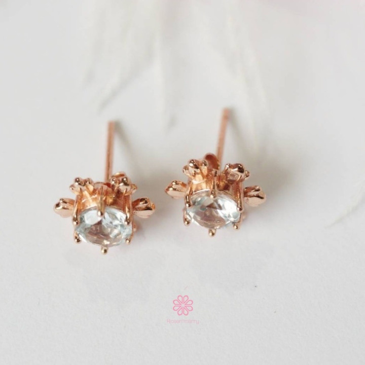 Light Blue Topaz Flower Earrings | Sterling Silver | Hypoallergenic