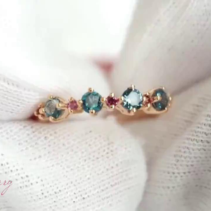 Ring mit Londoner Topas und Rhodolith | 925er Sterlingsilber