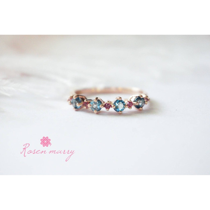 Ring mit Londoner Topas und Rhodolith | 925er Sterlingsilber