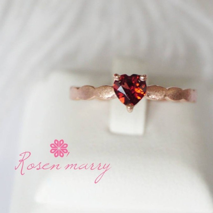 Herzring mit Edelstein | Sterlingsilber, Zickzack-Ring | Rosen'marry