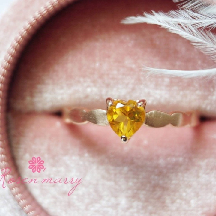 Herzring mit Edelstein | Sterlingsilber, Zickzack-Ring | Rosen'marry