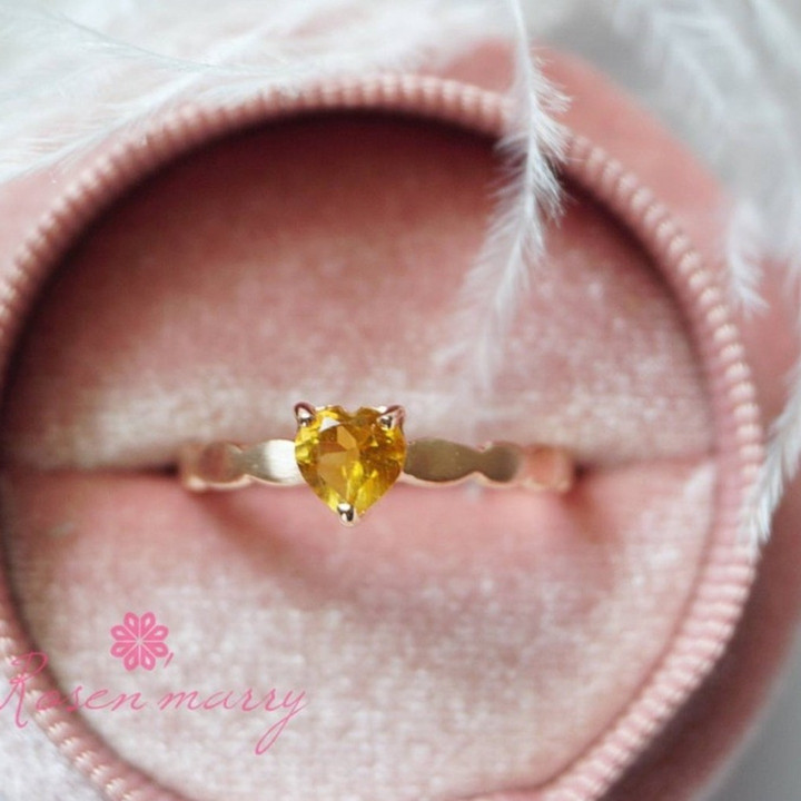 Herzring mit Edelstein | Sterlingsilber, Zickzack-Ring | Rosen'marry