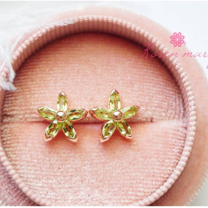 Genuine Peridot Flower Earrings | 925 Sterling Silver