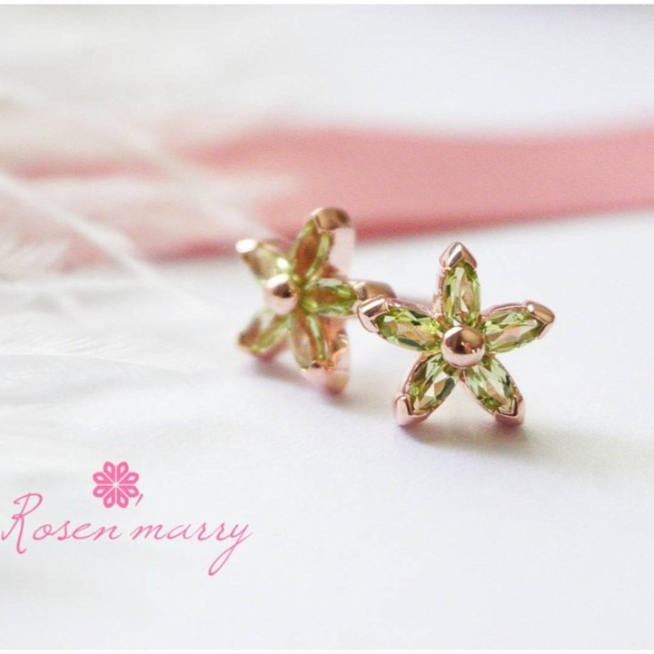 Genuine Peridot Flower Earrings | 925 Sterling Silver
