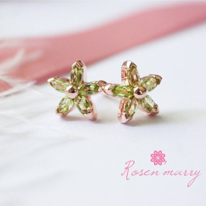 Genuine Peridot Flower Earrings | 925 Sterling Silver