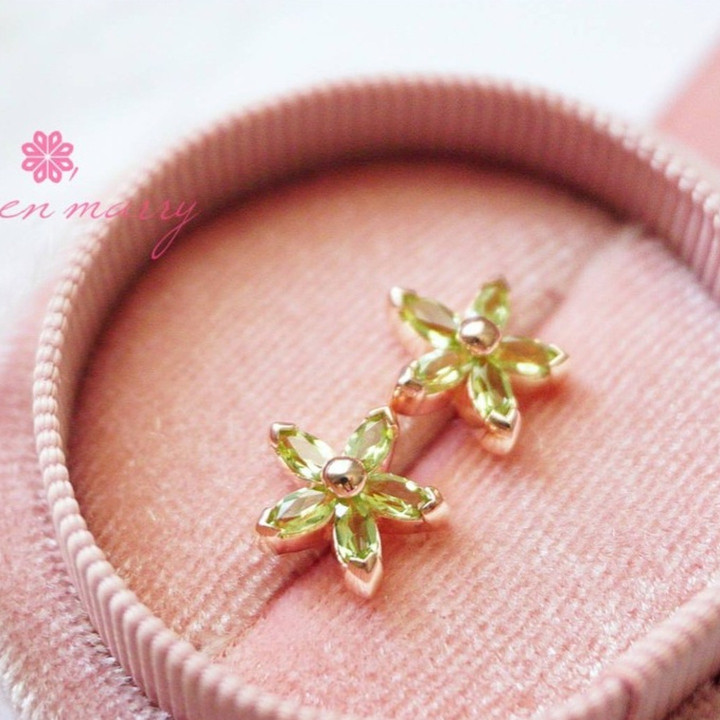 Genuine Peridot Flower Earrings | 925 Sterling Silver