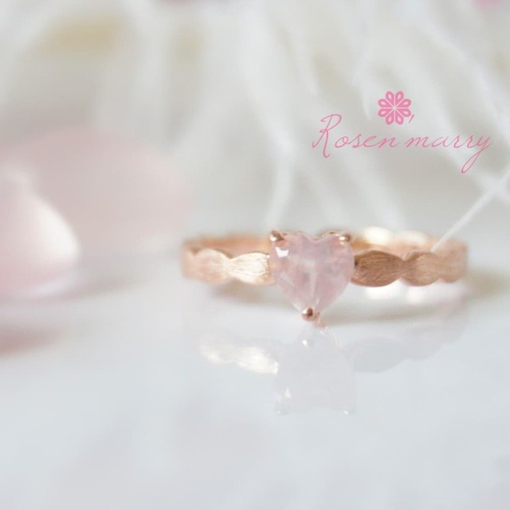 Herzring aus Rosenquarz | Sterlingsilber | Schmuck für jeden Tag