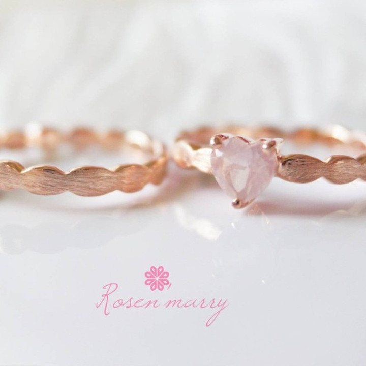 Herzring aus Rosenquarz | Sterlingsilber | Schmuck für jeden Tag