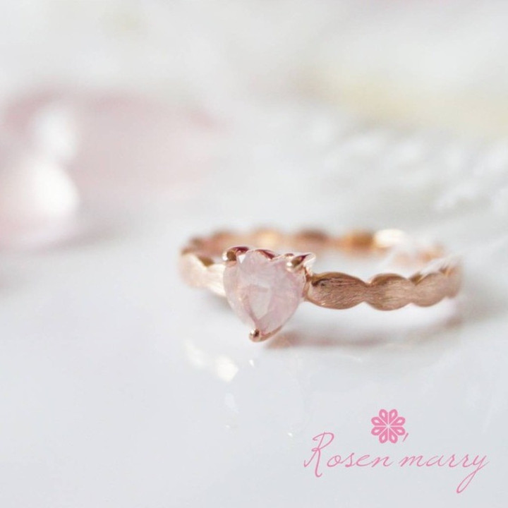 Herzring aus Rosenquarz | Sterlingsilber | Schmuck für jeden Tag