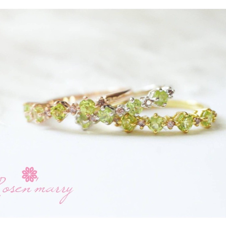 Peridot and Rhodolite Gemstone Ring in Sterling Silver