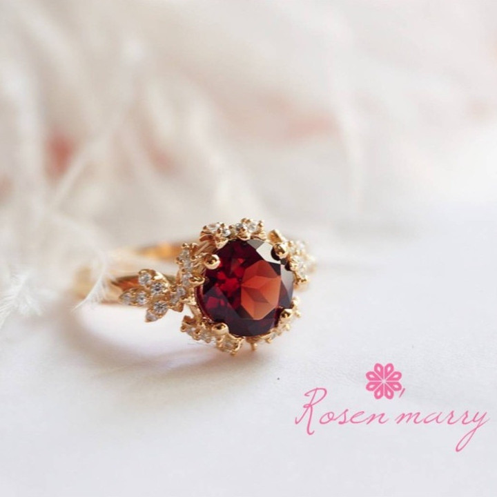 Echter Granatring | Tiefroter Edelstein | Sterlingsilber
