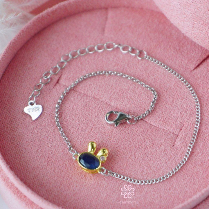 Pulsera de zafiro de plata de ley | Piedra preciosa auténtica y buena fortuna