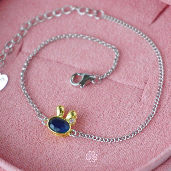 Pulsera de zafiro de plata de ley | Piedra preciosa auténtica y buena fortuna