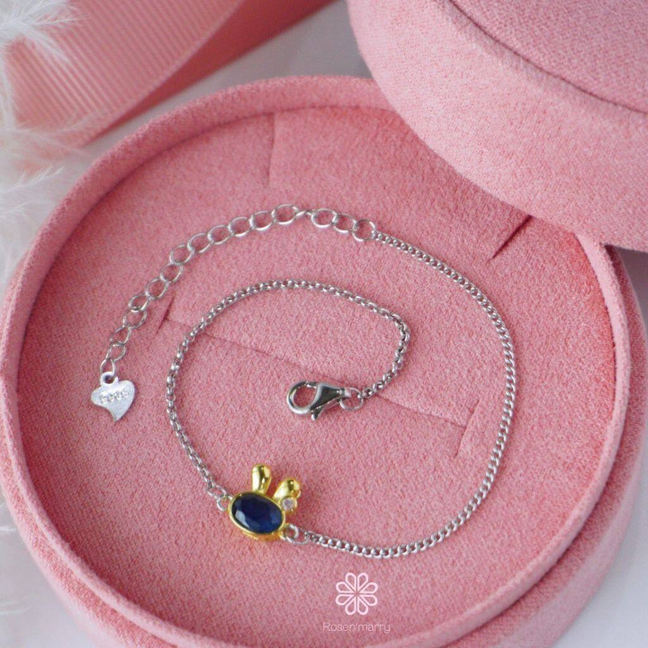 Pulsera de zafiro de plata de ley | Piedra preciosa auténtica y buena fortuna