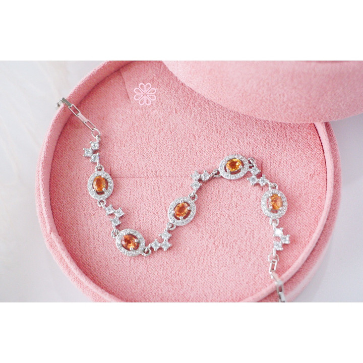Pulsera de zafiro amarillo en bruto | Plata de ley y buena fortuna