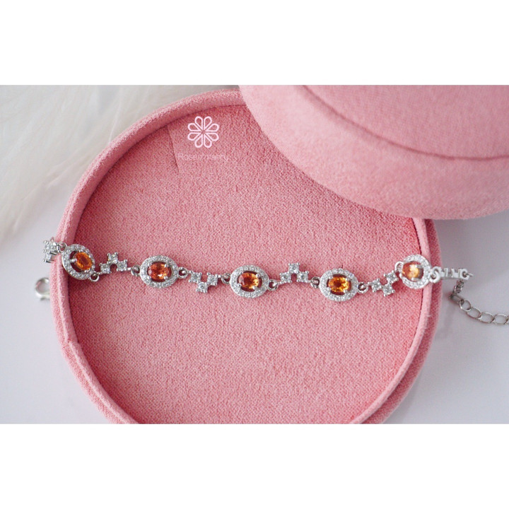 Pulsera de zafiro amarillo en bruto | Plata de ley y buena fortuna