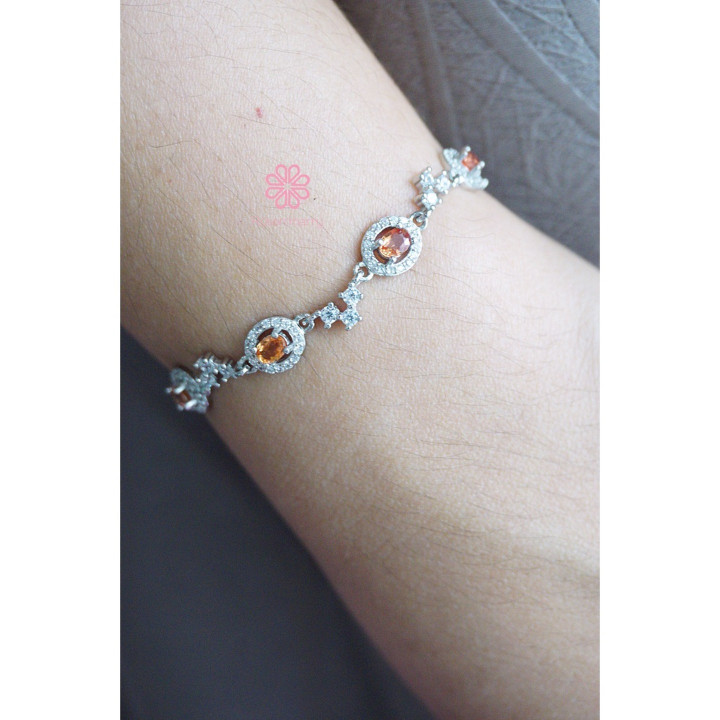 Pulsera de zafiro amarillo en bruto | Plata de ley y buena fortuna