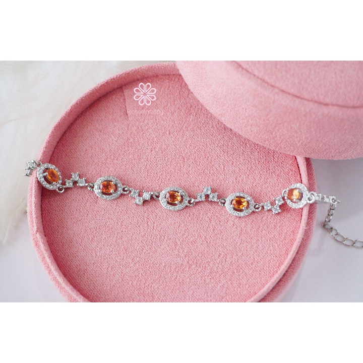 Pulsera de zafiro amarillo en bruto | Plata de ley y buena fortuna