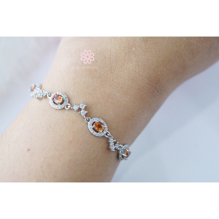 Pulsera de zafiro amarillo en bruto | Plata de ley y buena fortuna